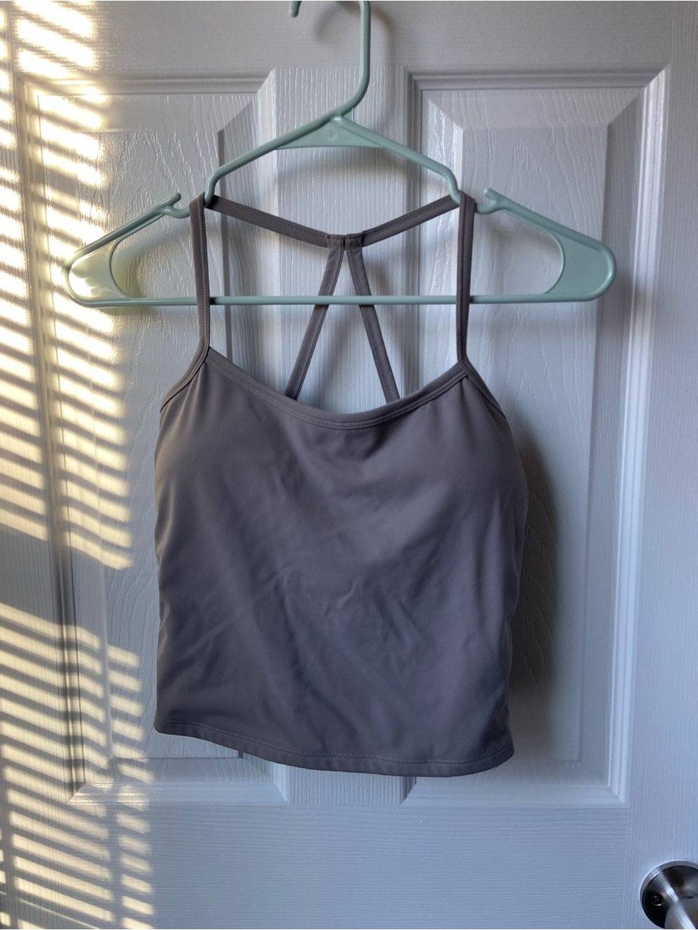 Strappy Back Crop Tank Top in Grey